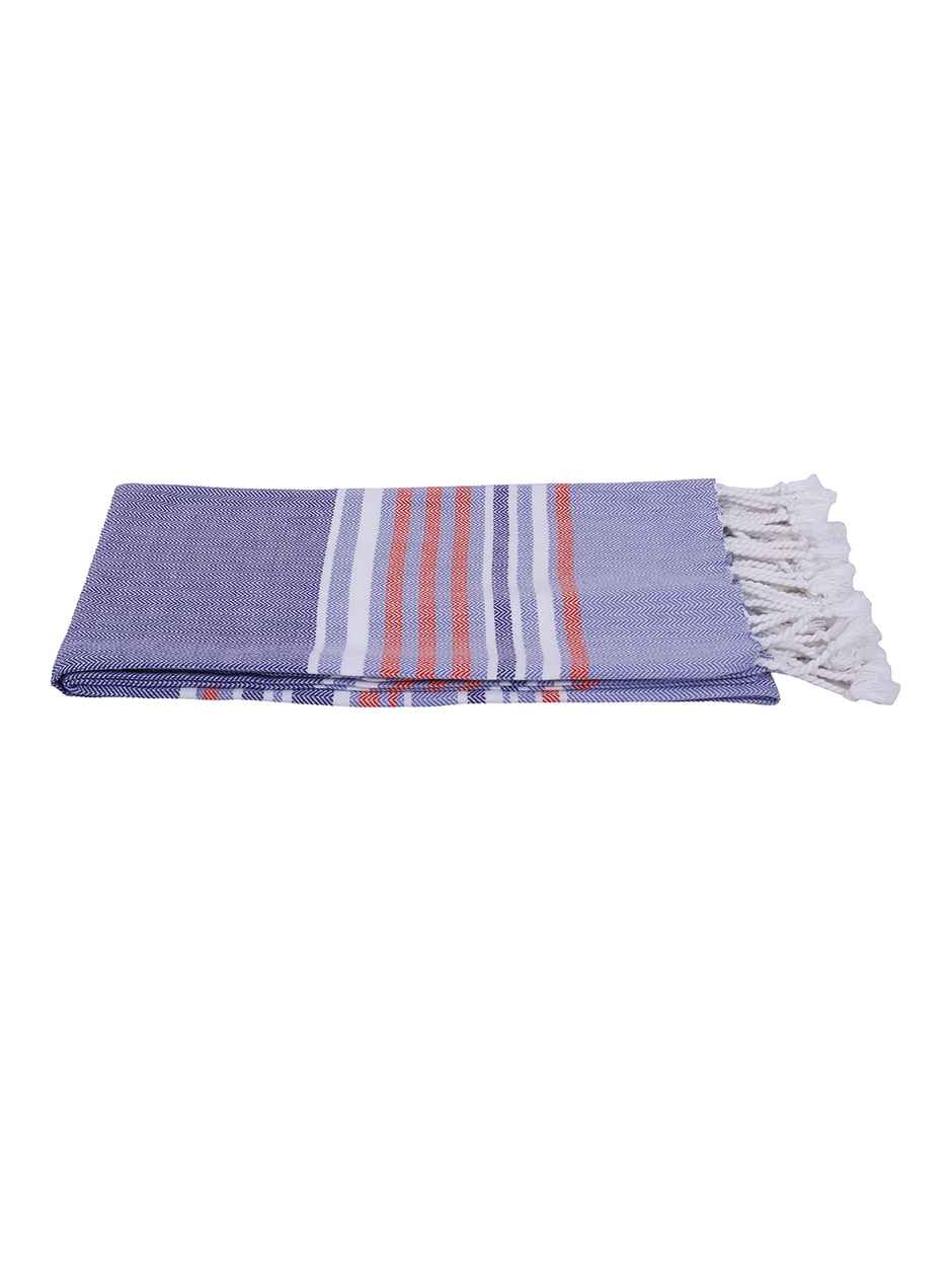 Bianca Ultra Soft Turkish Hammam Towel 100% Cotton 1pc Bath Towel | Jadore Stripe-Blue