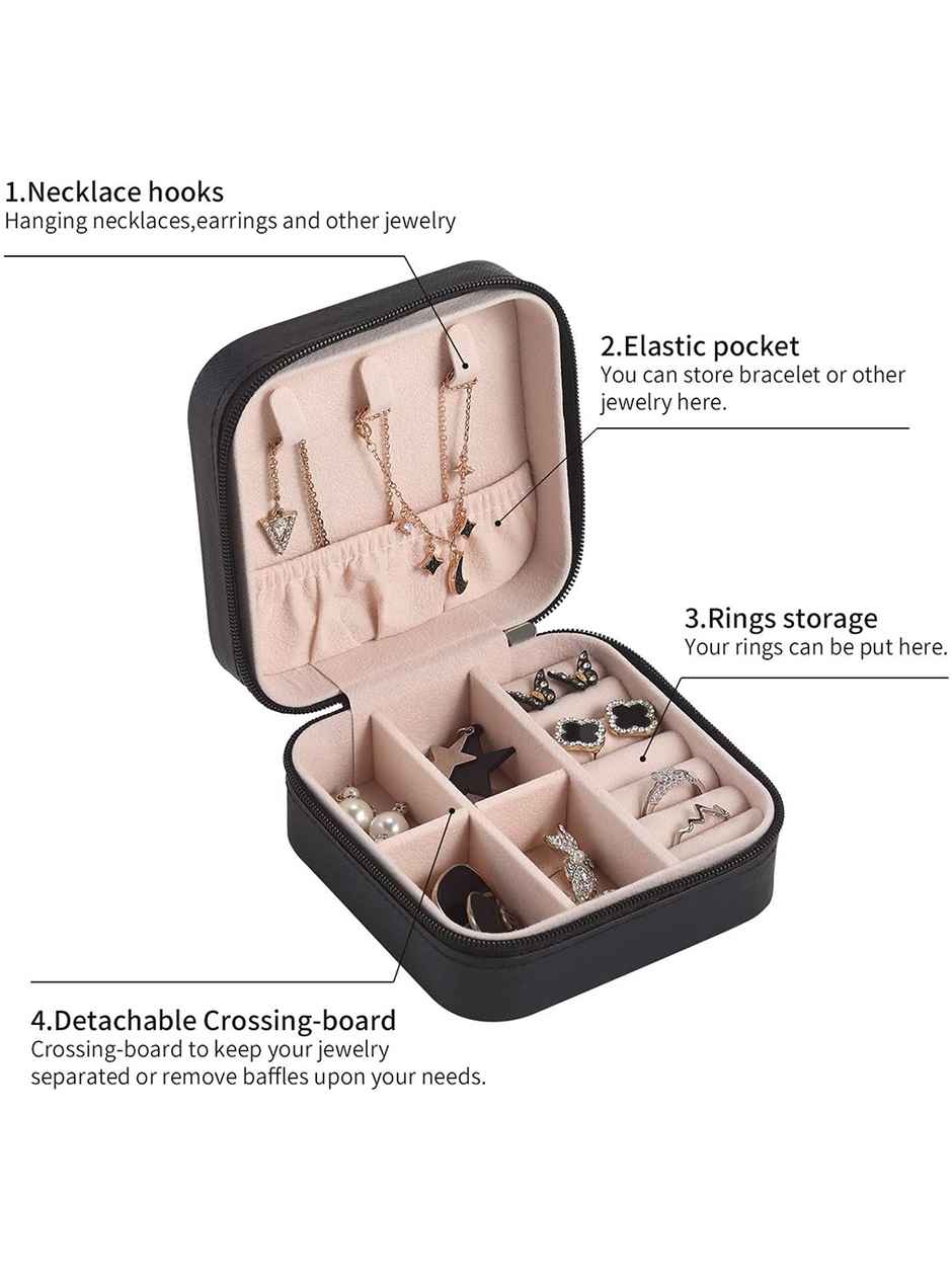 Youbella Jewellery Organiser Pu Leather Zipper Portable Storage Box Case(Jewellery - Box - 9)