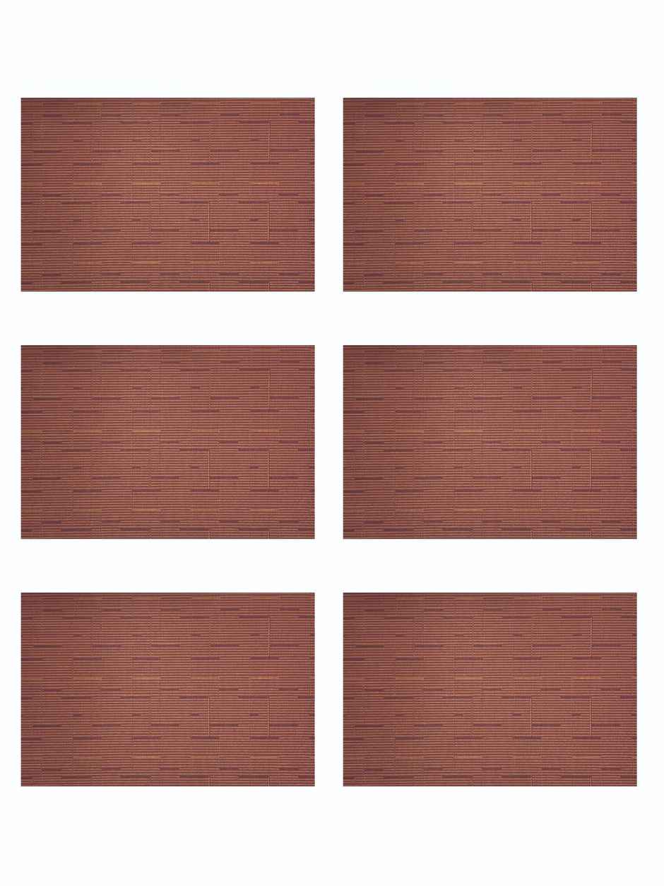 Bianca Premium Woven Pvc Placemat For Dining Table 6pc 12 x 18 Set | Alpine-Rust