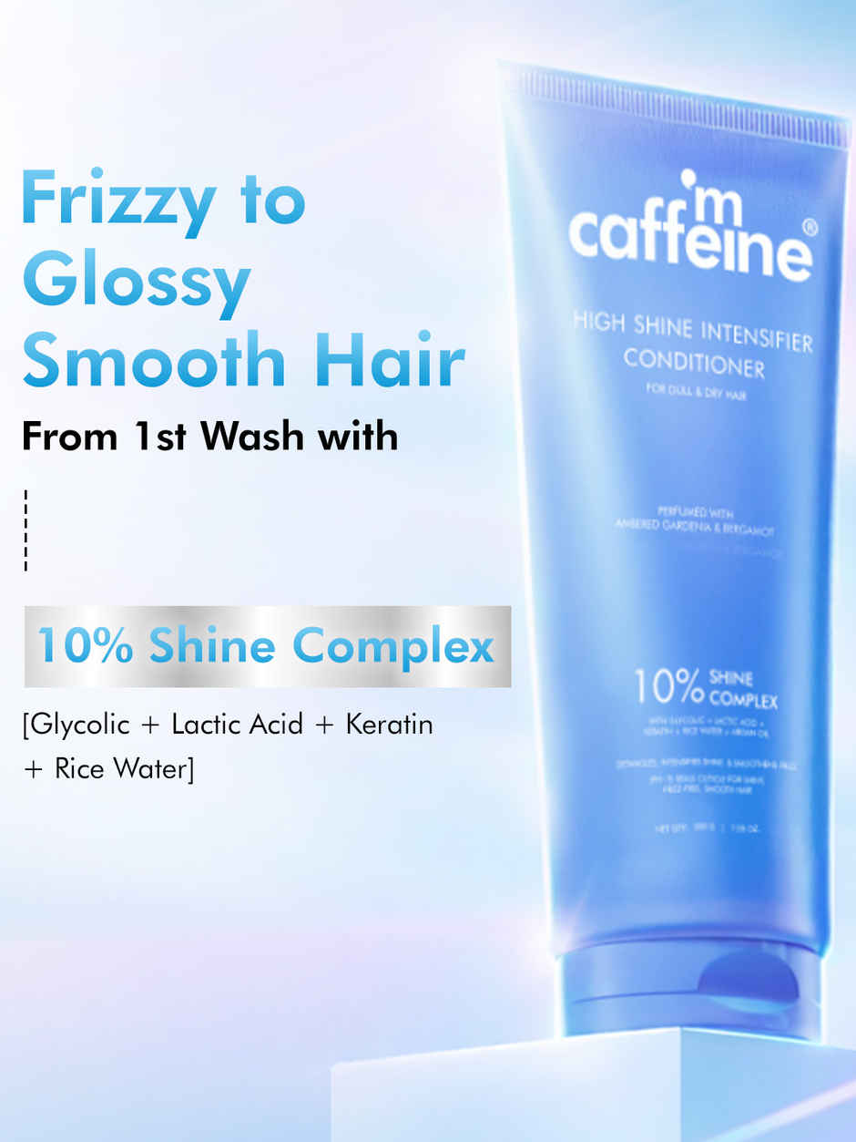 mCaffeine Glossy Hair Conditioner, 10% Shine Complex, Shinier Hair, 48Hr Anti Frizz