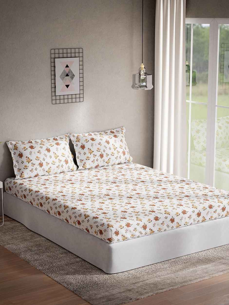 D Decor Eden Double Bedsheet Set - Porcini