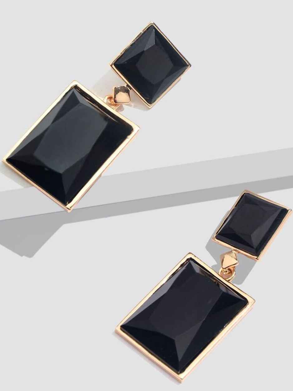 Youbella Jewellery Girls And Women'S Gold Plated Crystal Handmade Earrings (Black)(Ybear - 32842)