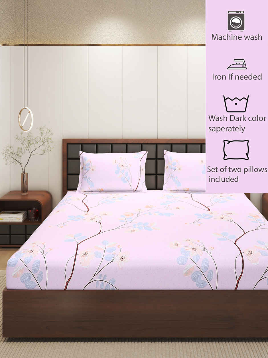 Status Imperial Corner Fitted Double Bedsheet | Tranquil Leaves | 198 x 182 cm