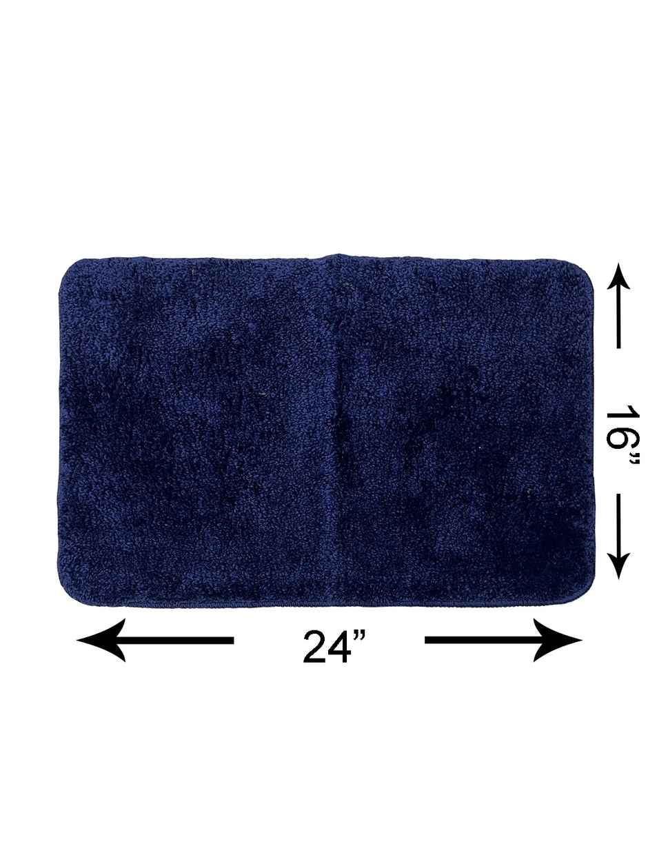 Bianca Soft Cotton Anti Slip Bath Mat | 41 x 61 cm | Benz Solid | Navy Blue