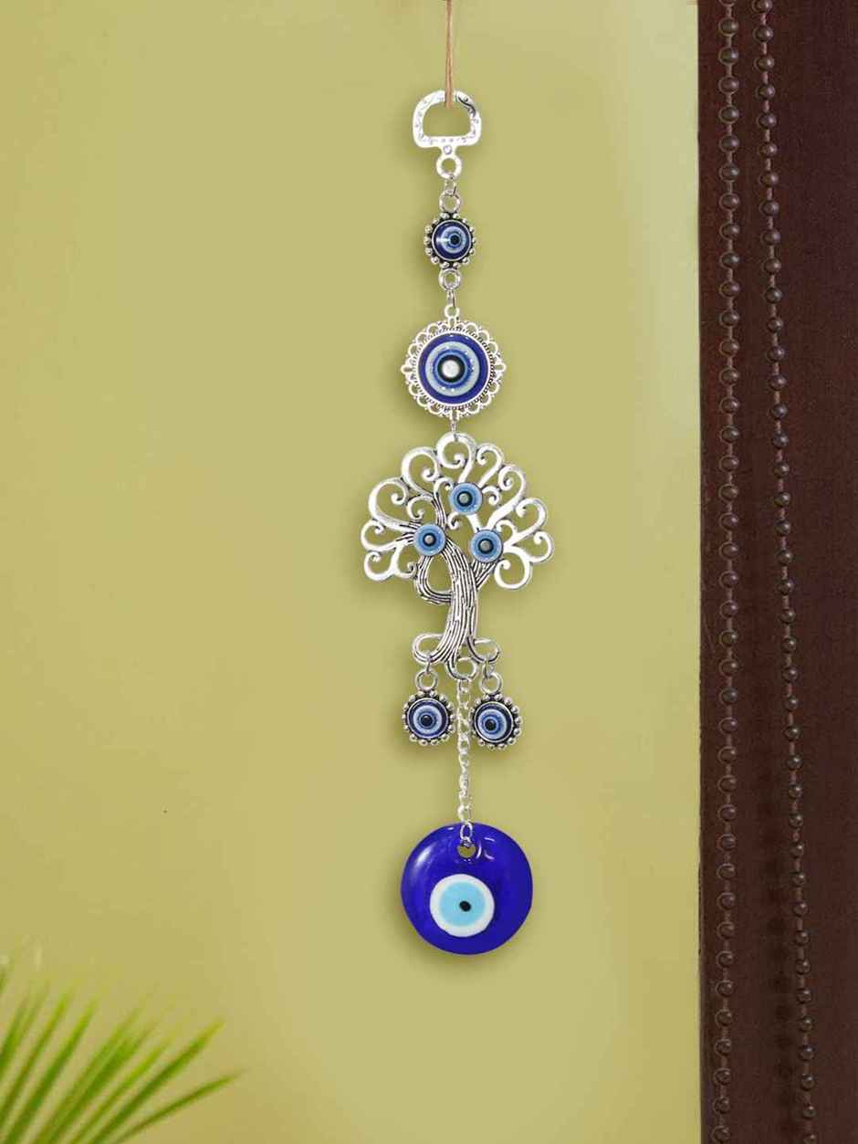 TIED RIBBONS Tree Of Life Evil Eye Wall Hanging | Dark Blue