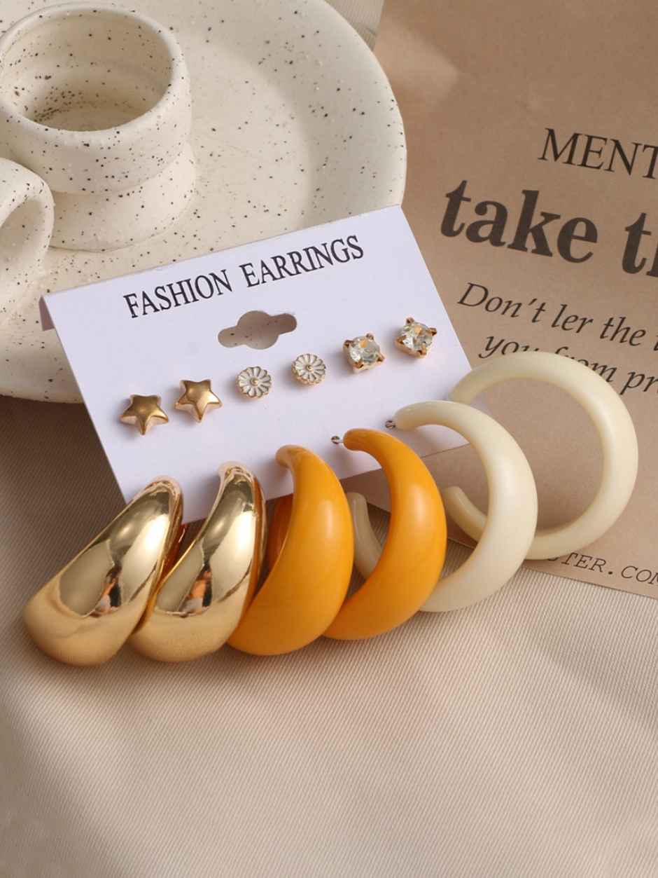 YouBella Jewellery Combo of 6 Gold Plated Earrings for Girls and Women (YBEAR - 32937)