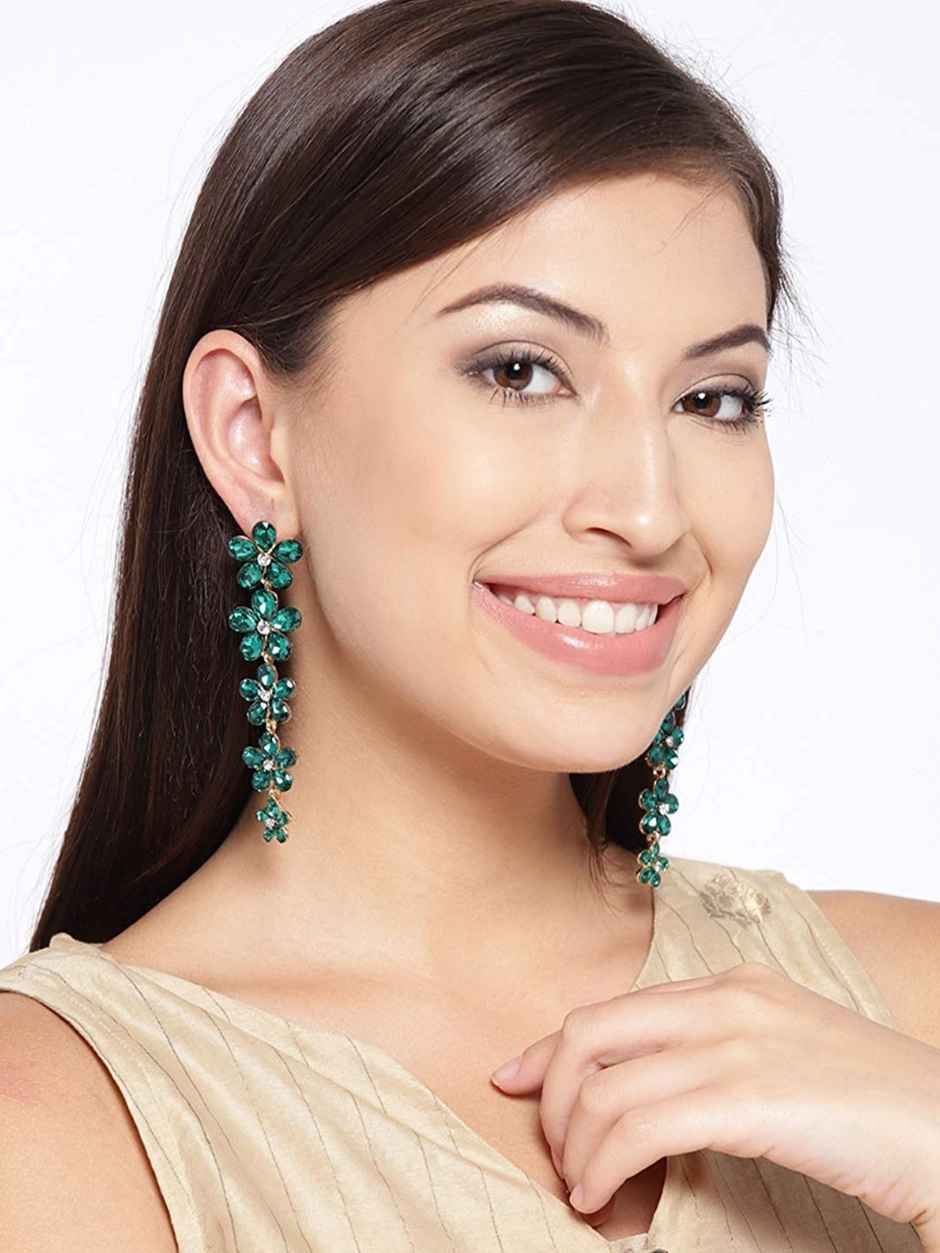 Youbella Swiss Zircon Earings Fashion Earrings For Girls And Women (Green)(Ybear - 32184)