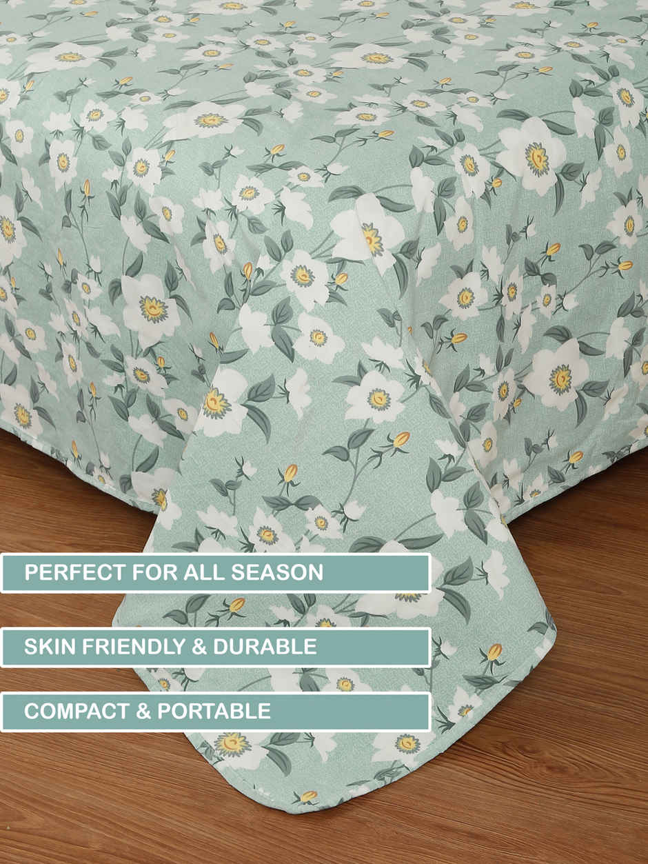 STATUS Micro Dohar Double Bed | Sky Blue Floral - 200 x 220 cm