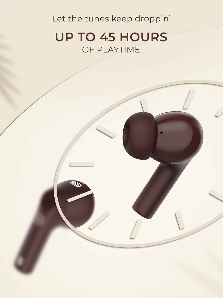 Noise Buds Nero TWS Earbuds with Rubberised Finish, Quad Mic ENC & 45H Playtime, IPX5 Water Resistance - Deep Wine