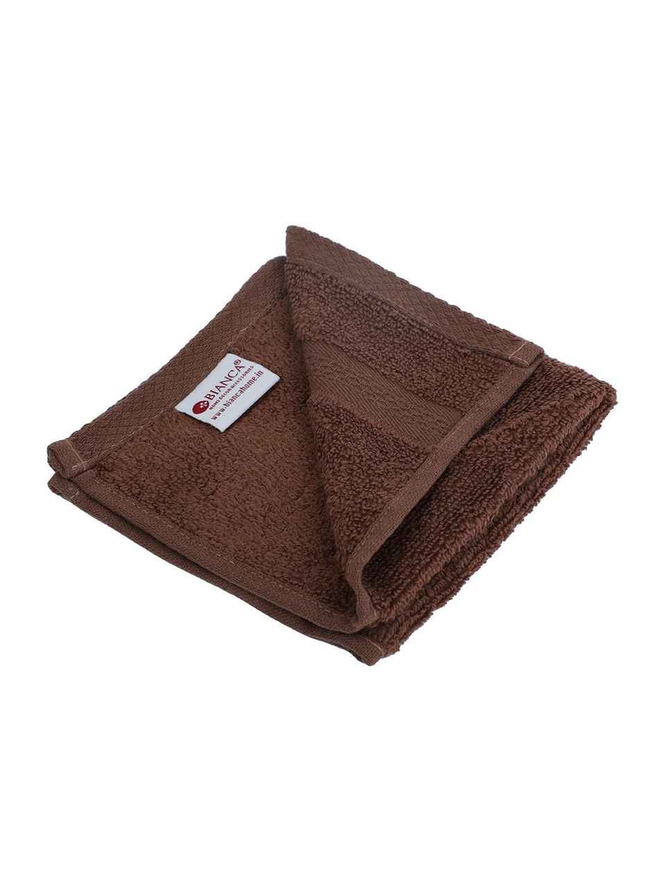 Bianca Ultra Soft Twist Pure Cotton Face Towel| Aerocore Tech Solid| 500 GSM | Chocolate | Pack of 4