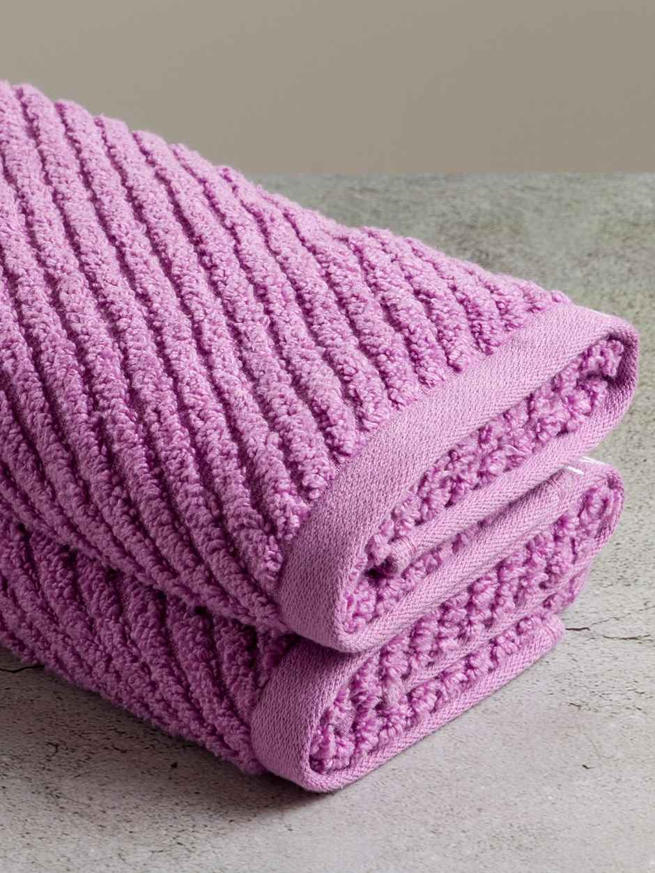 Nautica Fluffy Zero Twist 100% Cotton Towel -2pc Hand Towel | cross view) solid-lilac