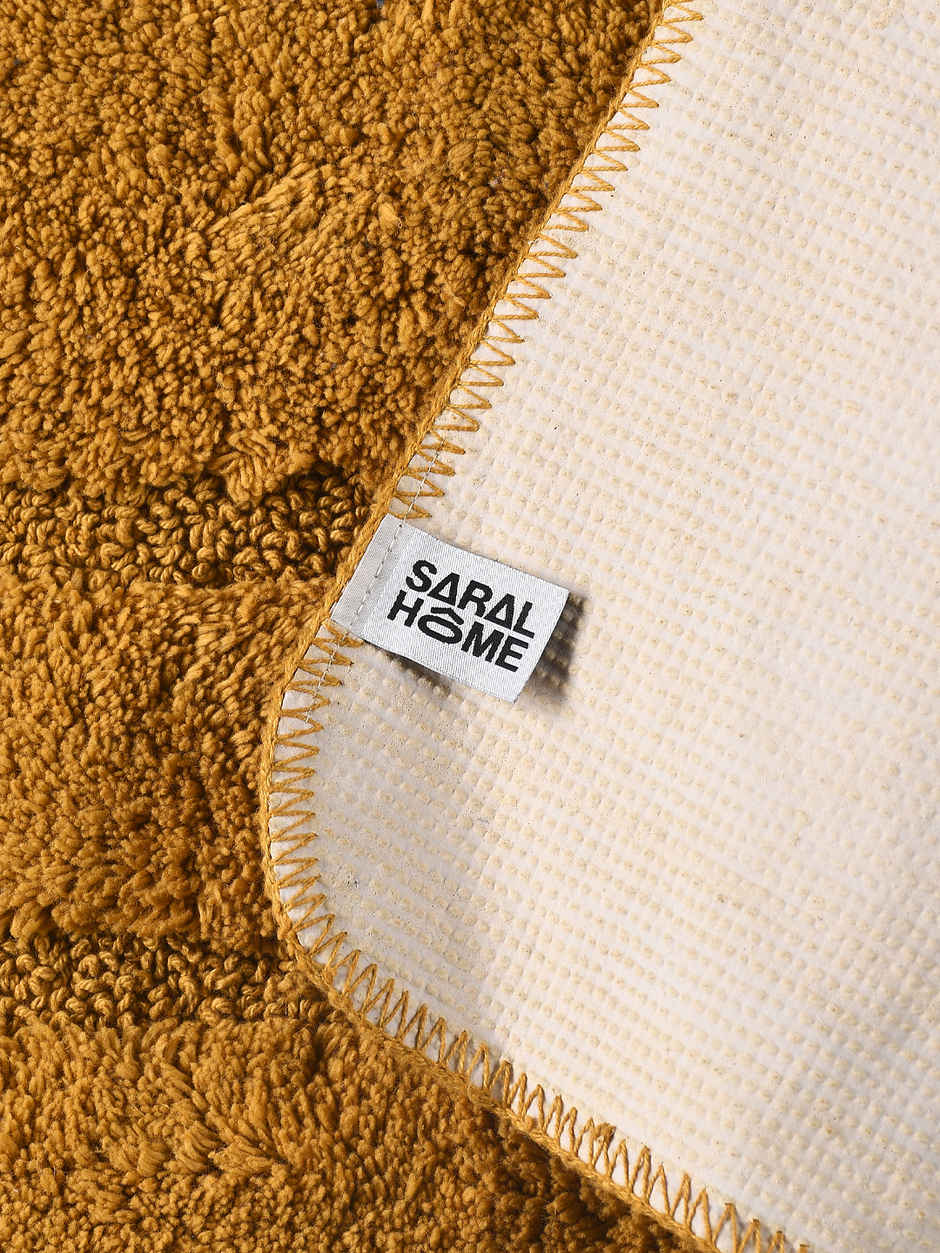Saral Home Cotton Anti-Slip Bathmat & Contour Set | Ochard - 45 x 60 cm & 45 x 50 cm