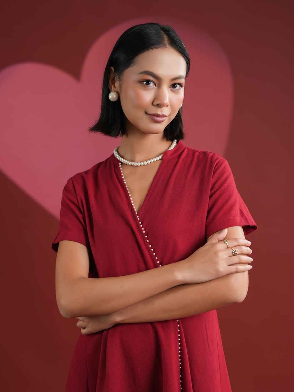 Sanskruti Homes Women Dress - Red | Solid Print Cotton | XXL