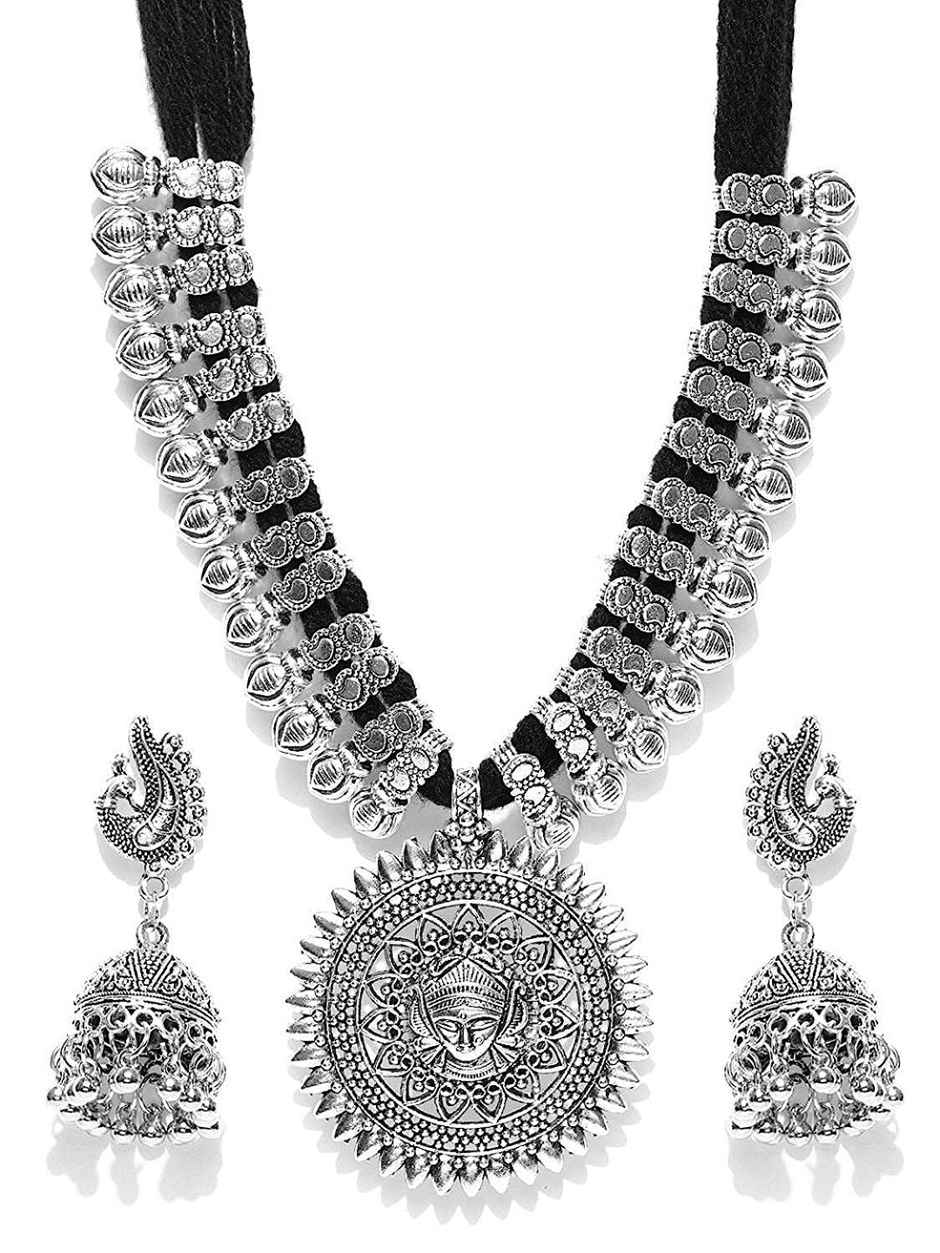 Youbella Afghani Jewellery Combo Silver Plated Jewellery Set For Women (Silver) (Ybnk - 5635 - 2.6)