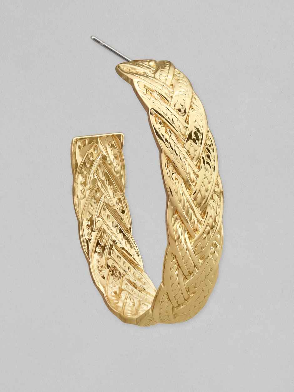 Rubans Gold-Toned Contemporary Half Hoop Earrings