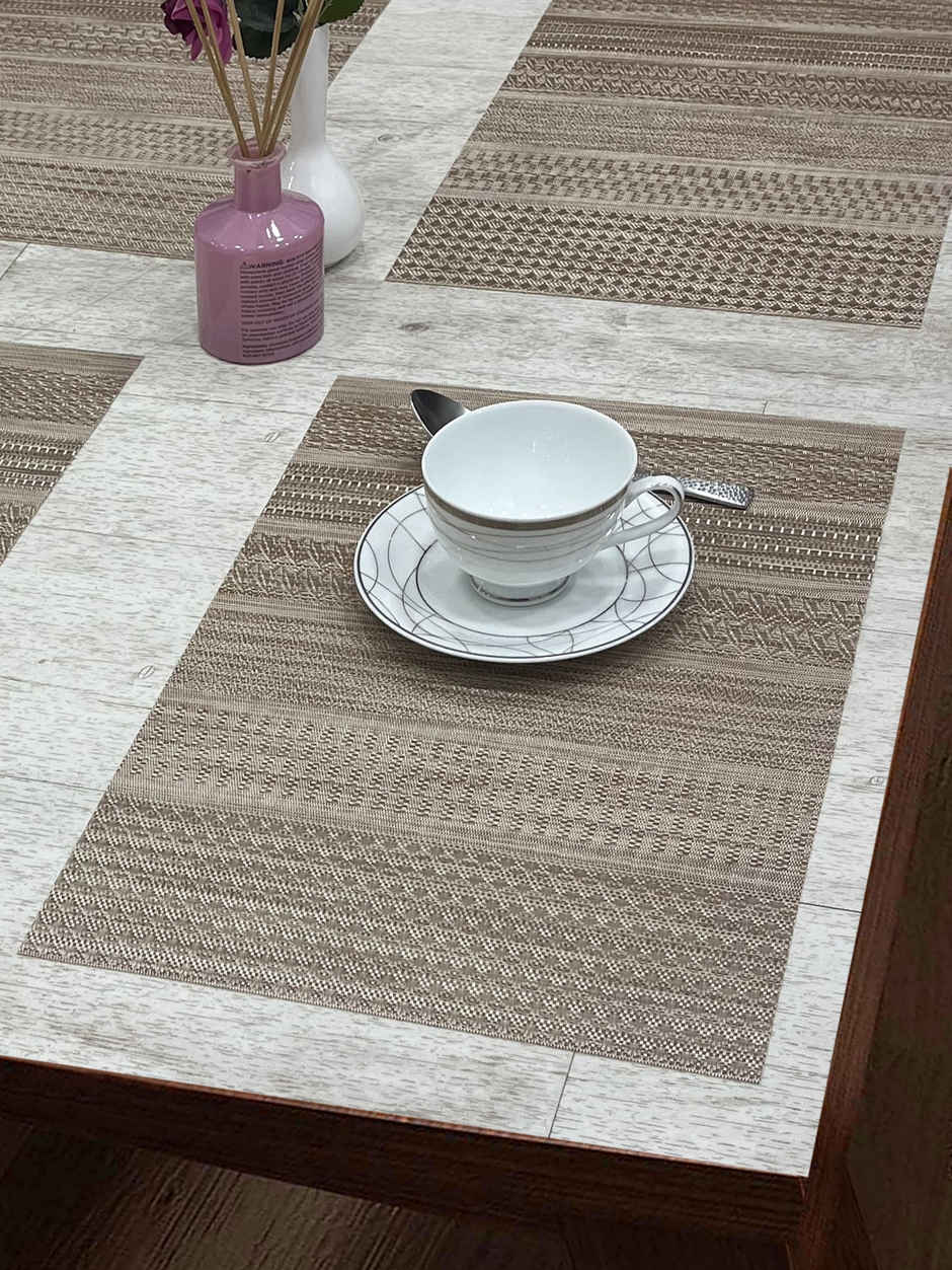 BIANCA Premium Woven PVC Placemat Dining Table | 12 X 18 | Alpine | Beige