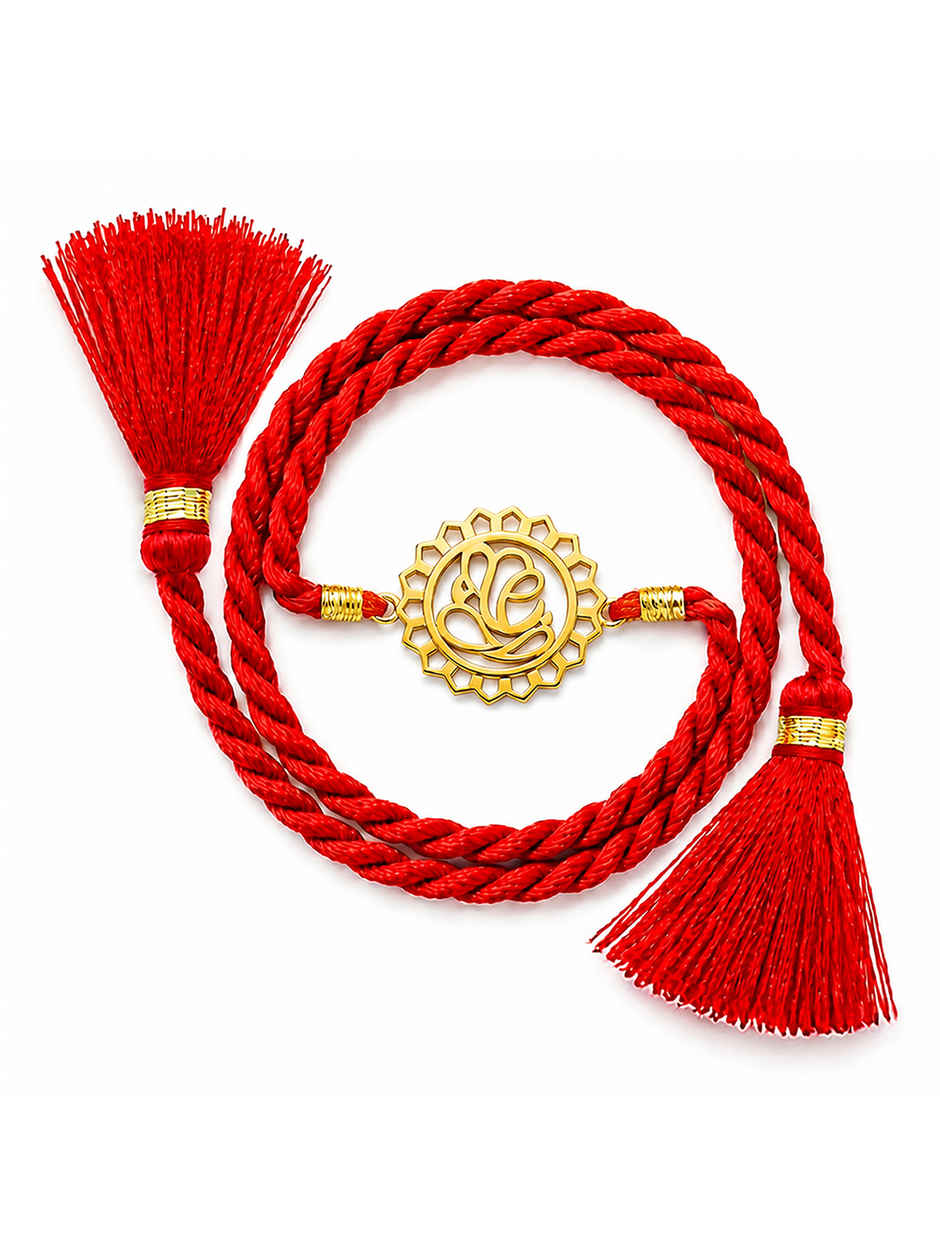 OM Filigree Gold Plated 925 Pure Silver Rakhi for Brother | Pack of 1 | Zavya