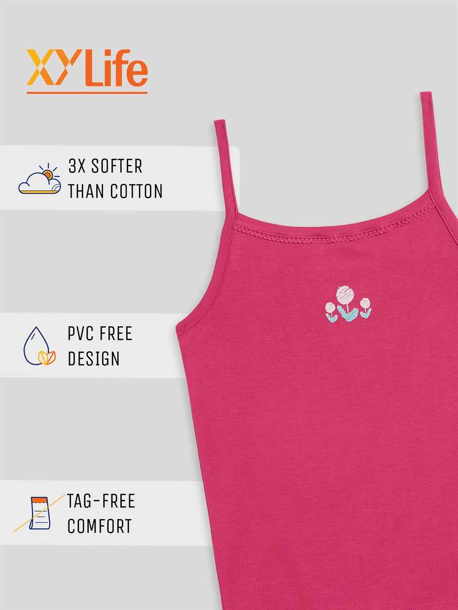 XY Life Slips for Girls, Tencel Modal, Antimicrobial - Dark Pink+Frost Pink | 9-10Y| Pack Of 2