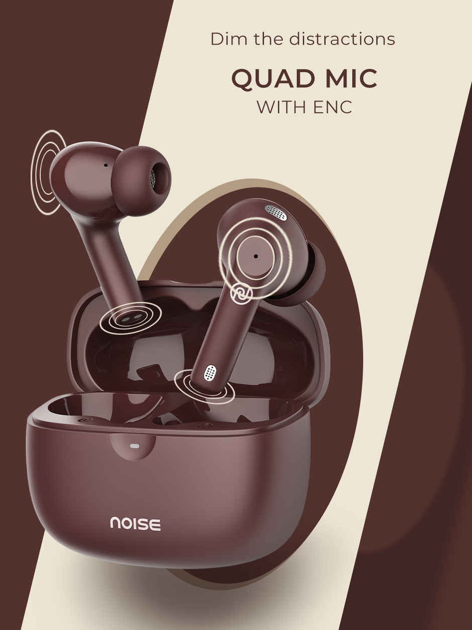 Noise Buds Nero 45H Playtime Quad Mic ENC Rubberised Finish TWS Earbuds | Deep Wine