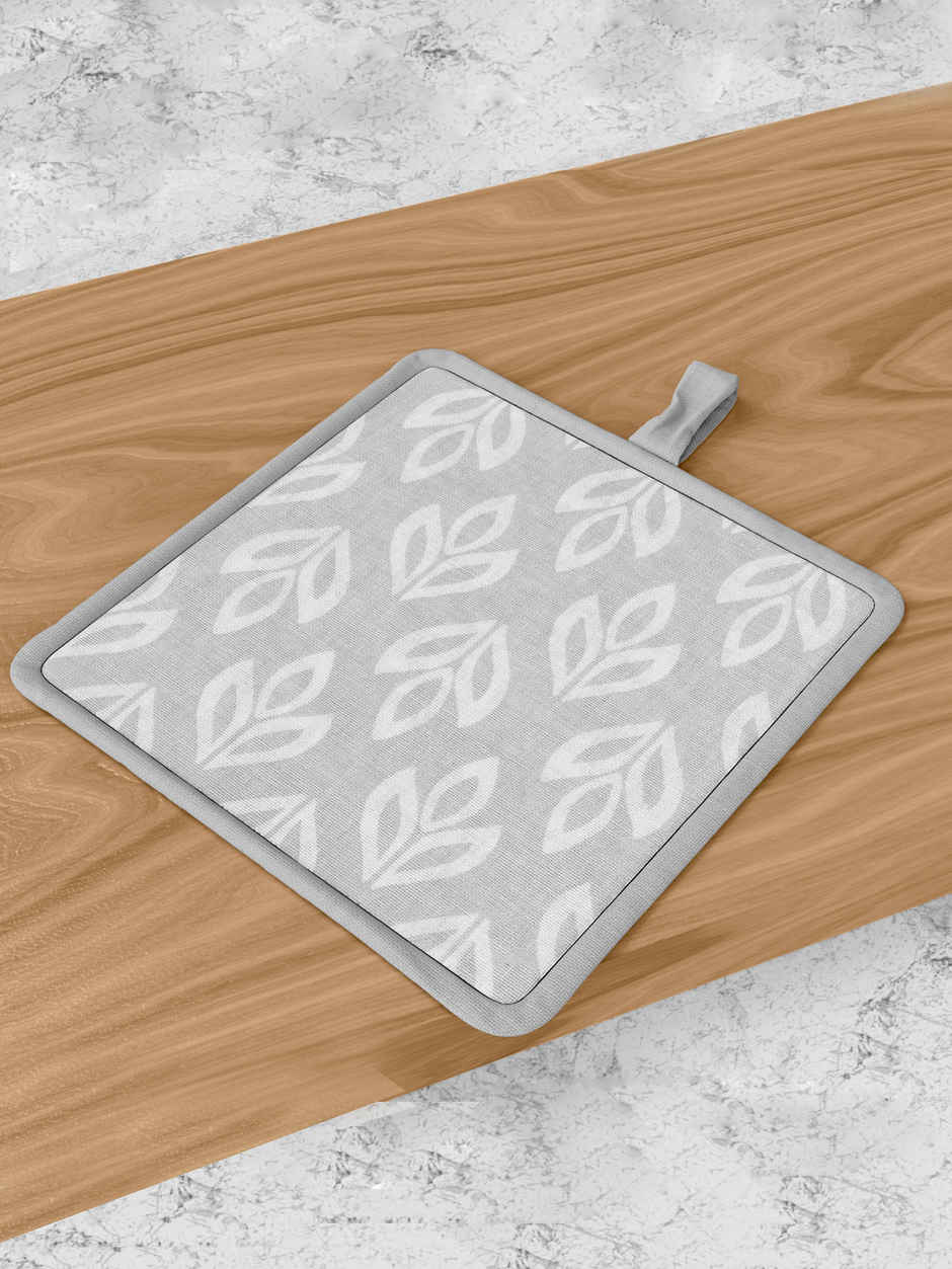 Bianca Premium Printed Cotton Apron, Oven Mitt, Pot Holder Set | Florence Floral | Light Grey