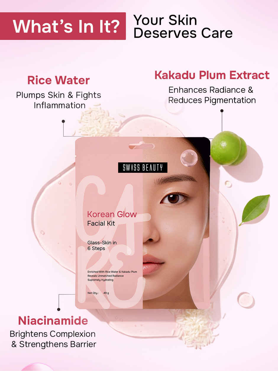 Swiss Beauty Care Korean Glow Facial Kit | 6-Steps For Glass-Skin
