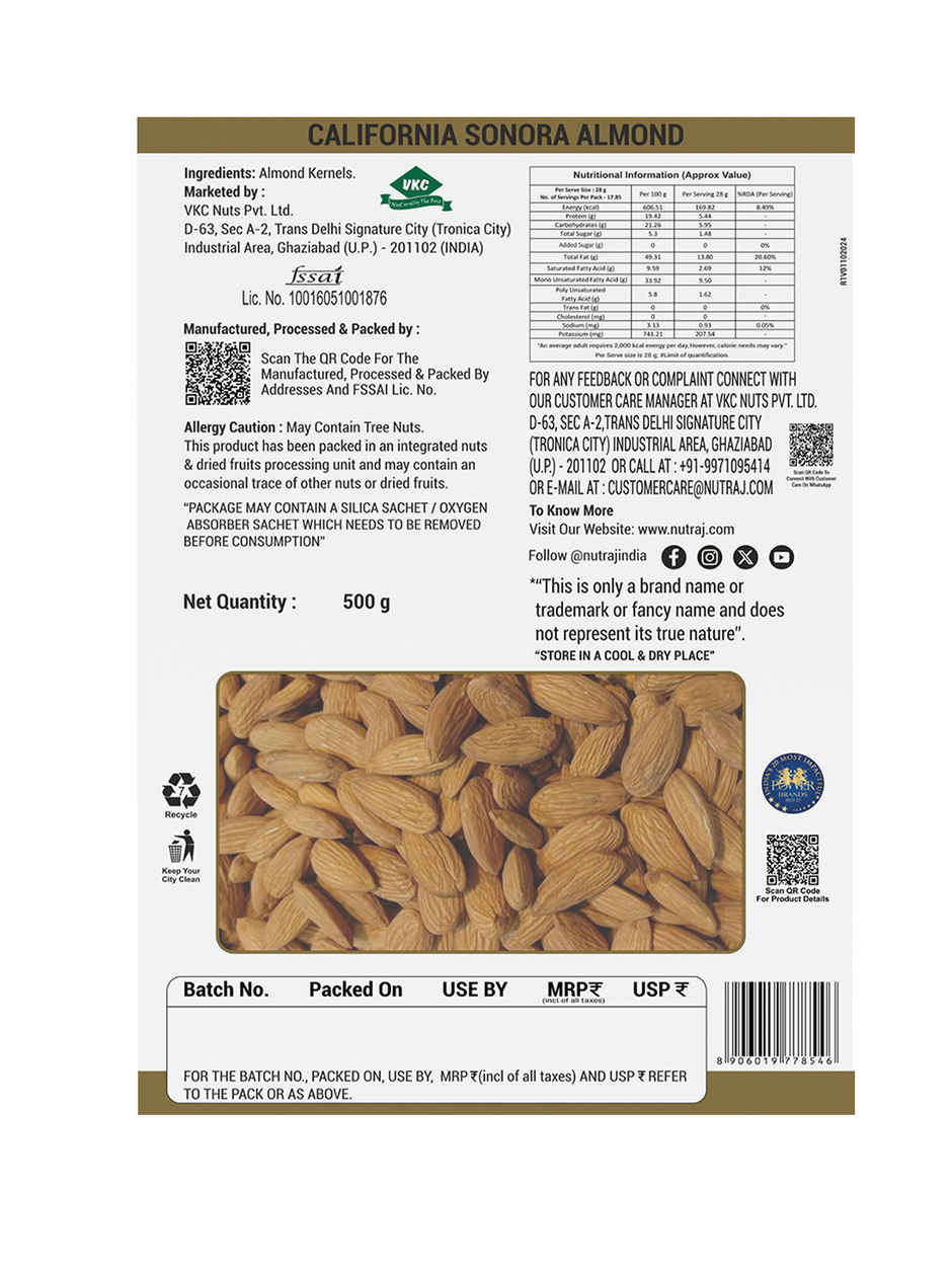 Nutraj Anmol Premium Sonora Almond Kernel