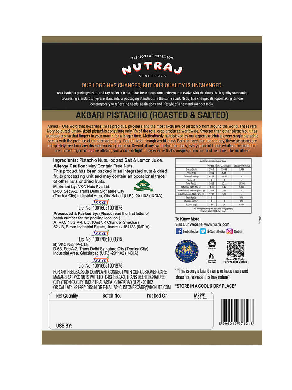 Nutraj Anmol Premium Pista Inshell Akbari