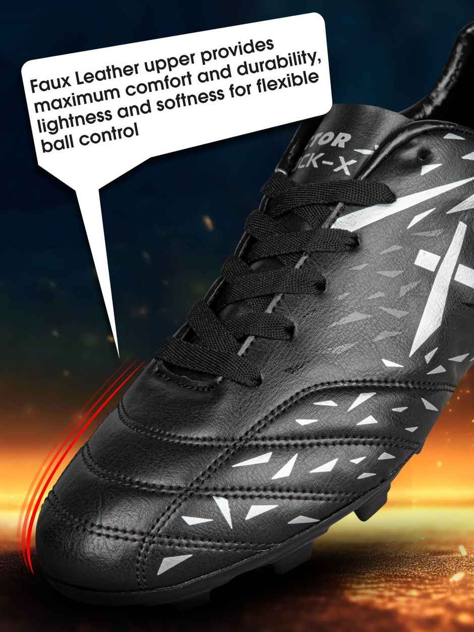 Vector X Kick-X Football Studs For Men Sports And Athletic Soccer Shoes | Black & Silver Size-6