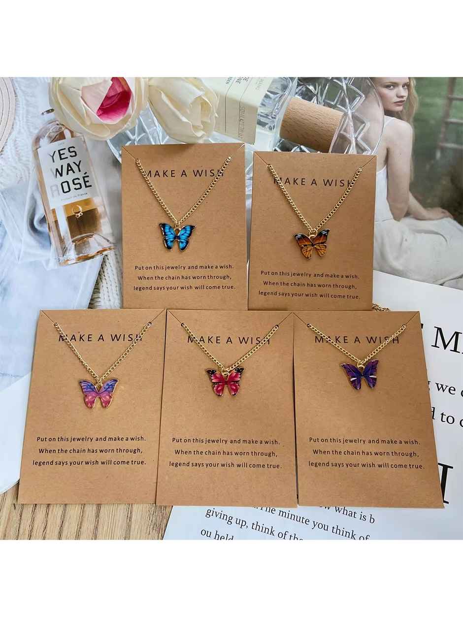 YouBella Jewellery 5 Pcs Stylish Butterfly Jewellery Necklace Set for Women & Girls (YBNK - 50616)