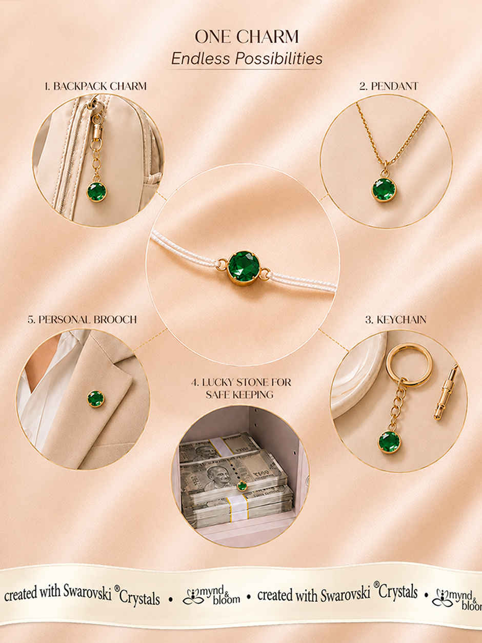 Swarovski - Emerald Eclat Rakhi Rakhi | Carat Gold Plating