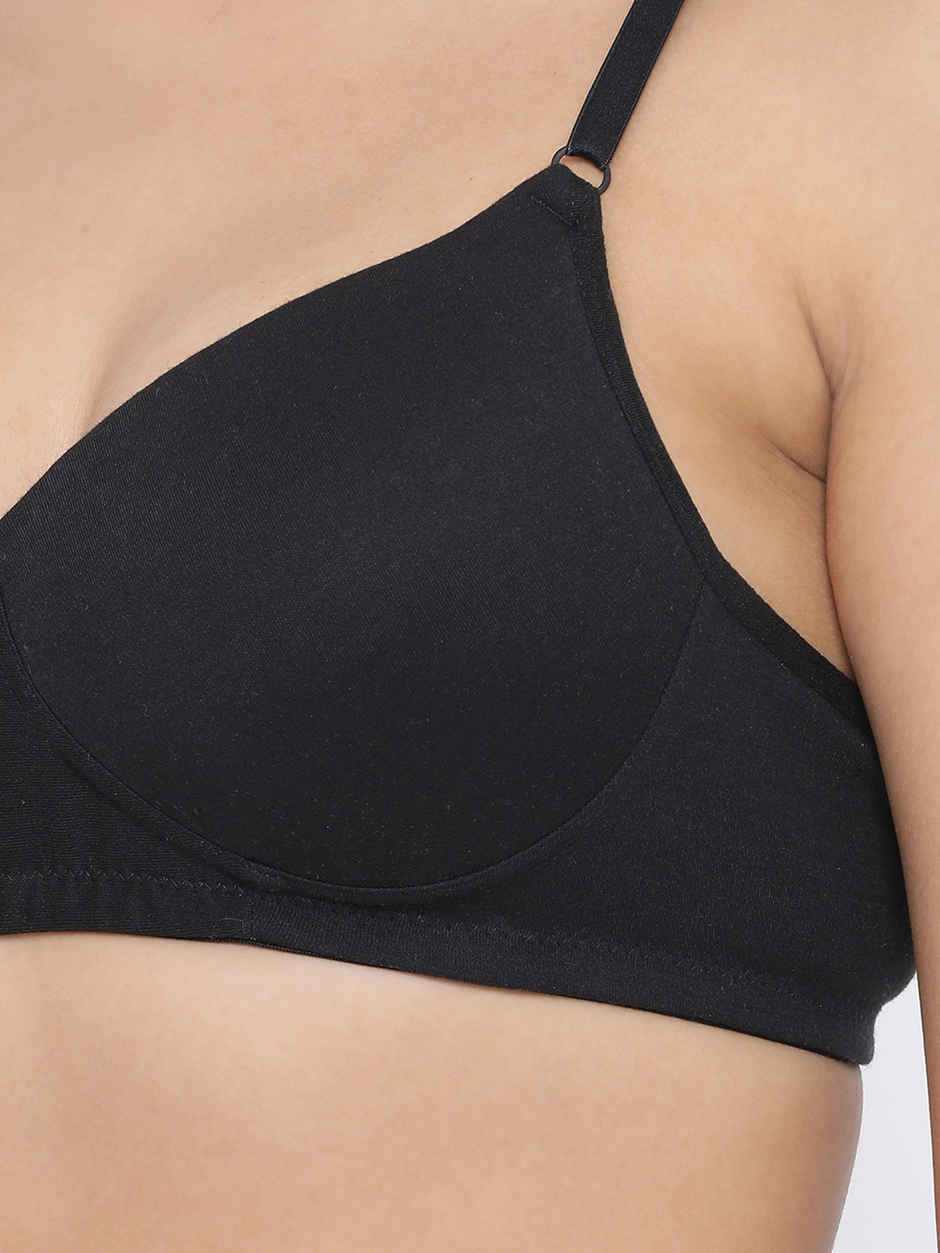 Clovia Women's Padded Non-Wired Full Coverage T-Shirt Bra | Black - 34 B