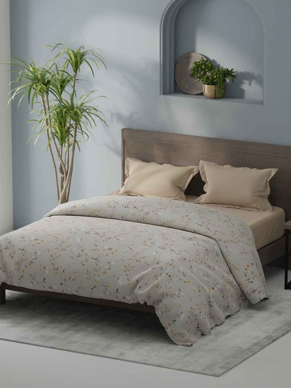 KOPA Super Soft Microfiber Comforter For All Weather | Coolmax Cotton Feel Floral | Beige