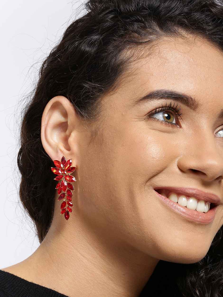 Youbella Jewellery Earrings For Women Crystal Earrings For Girls And Women (Red)(Ybear - 32431)