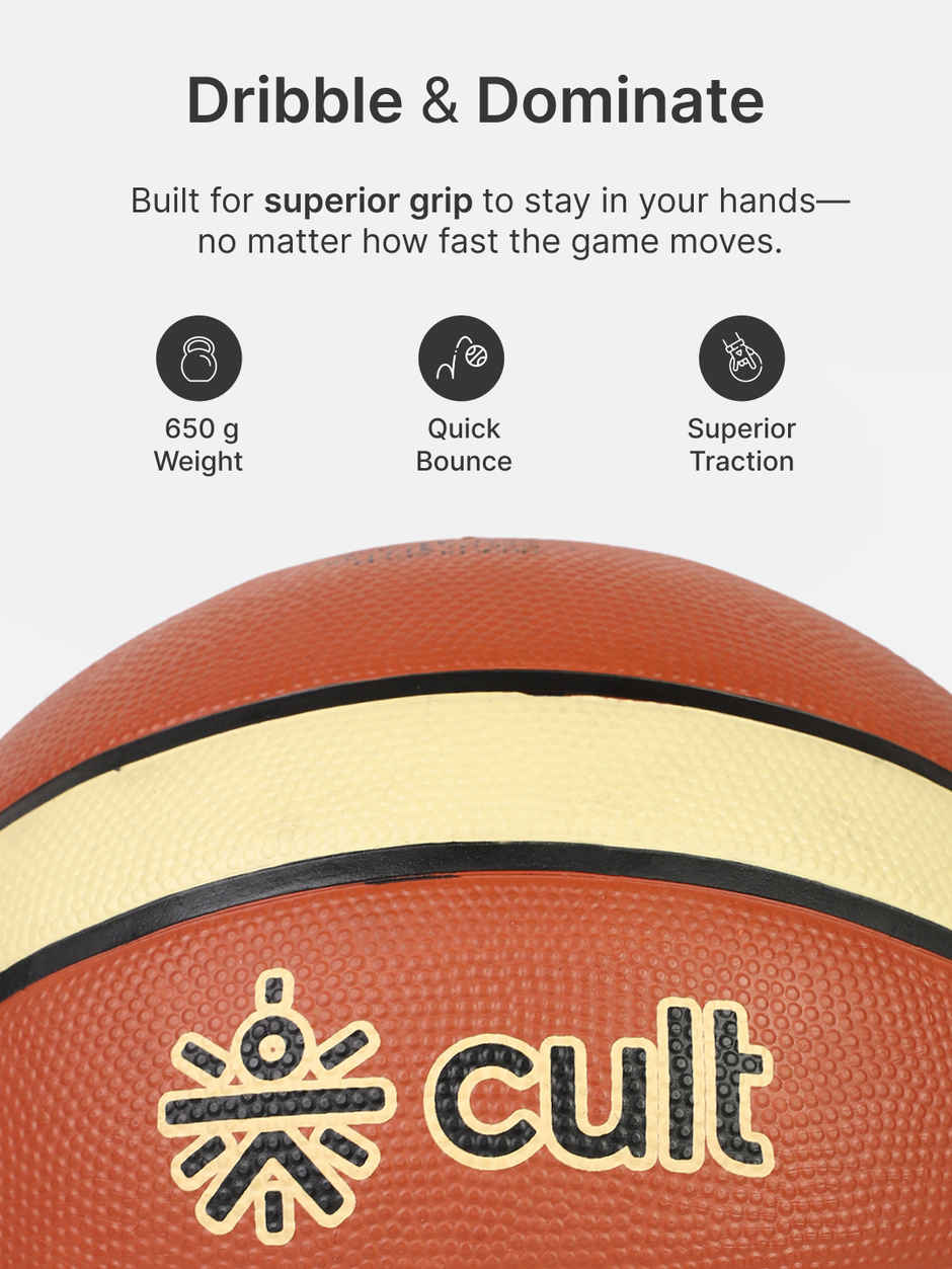 Cultfit Basketball Premium Dunk Size 7 | Brown & Cream