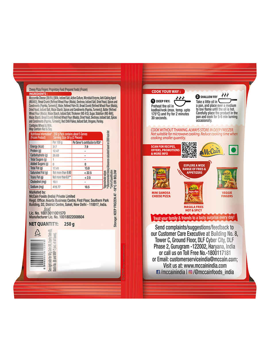 McCain Cheesy Pizza Finger | Ready To Cook Snack