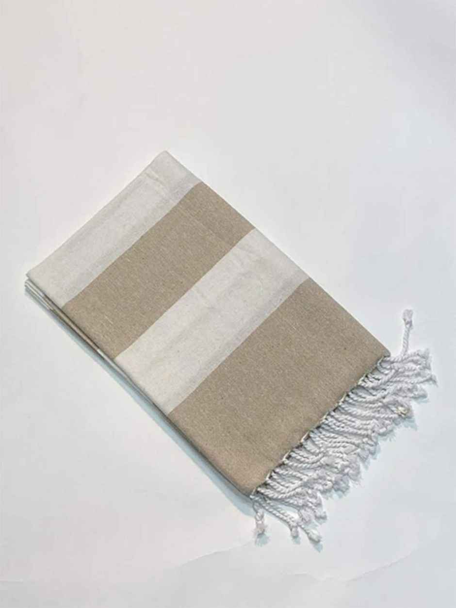 Lushomes Hammam Fouta Towel - Bath | Fringes | Biscuit | 76 x 152 cm