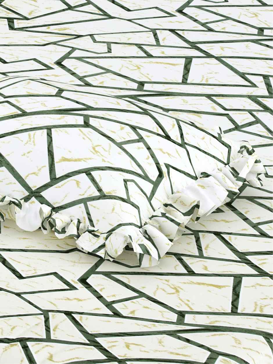DREAM WEAVERZ Elastic Fitted Double Bedsheet with 2 Frill Pillow Covers | Cotton Blend | Cream Yellow