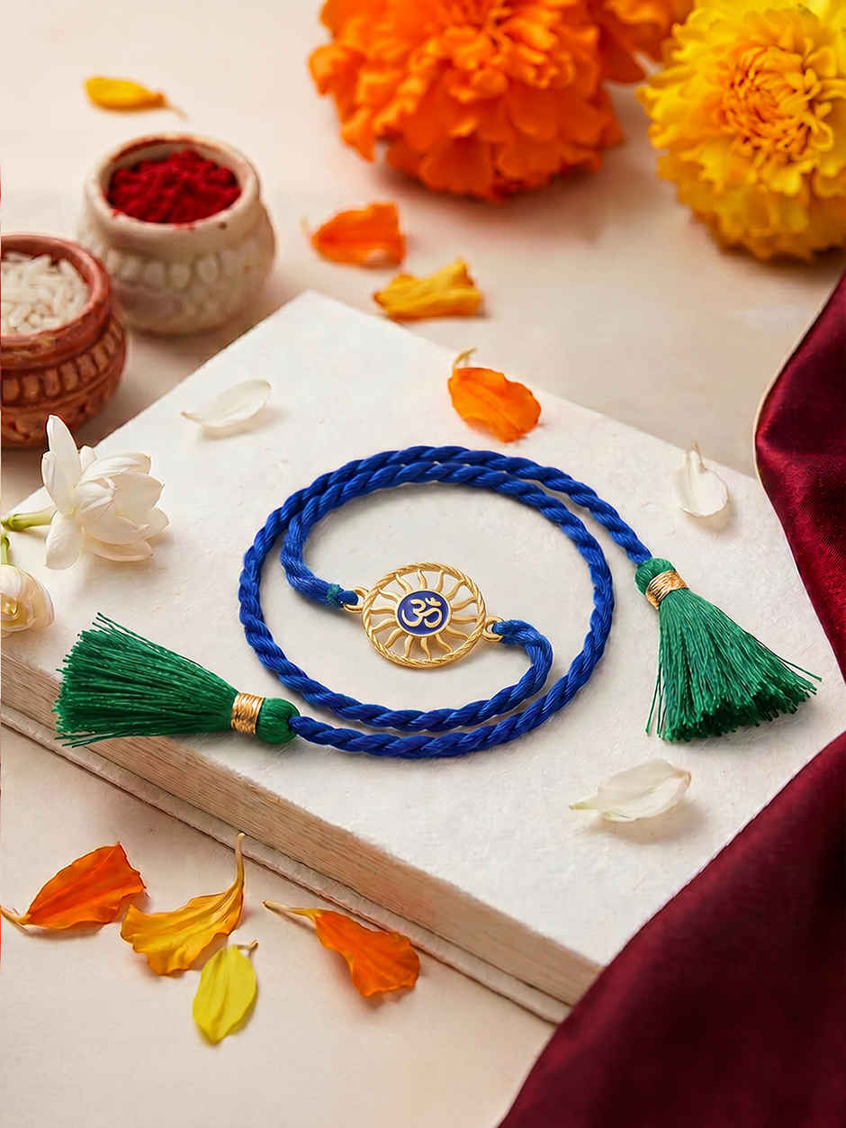 OM Gold Plated 925 Pure Silver Rakhi for Brother | Pack of 1 | Zavya