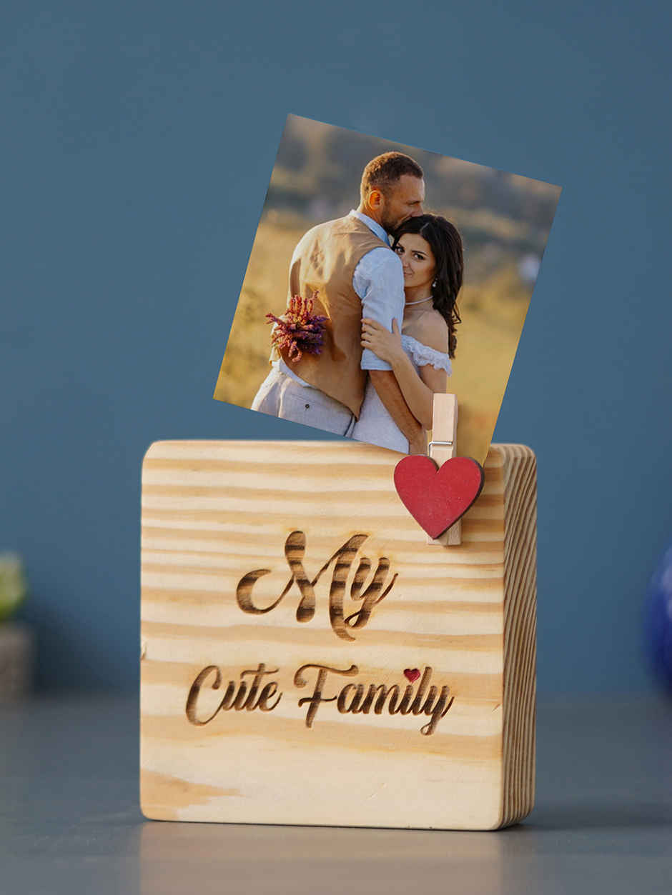 My Cute Family Heart Wooden Photo Frame | EcraftIndia