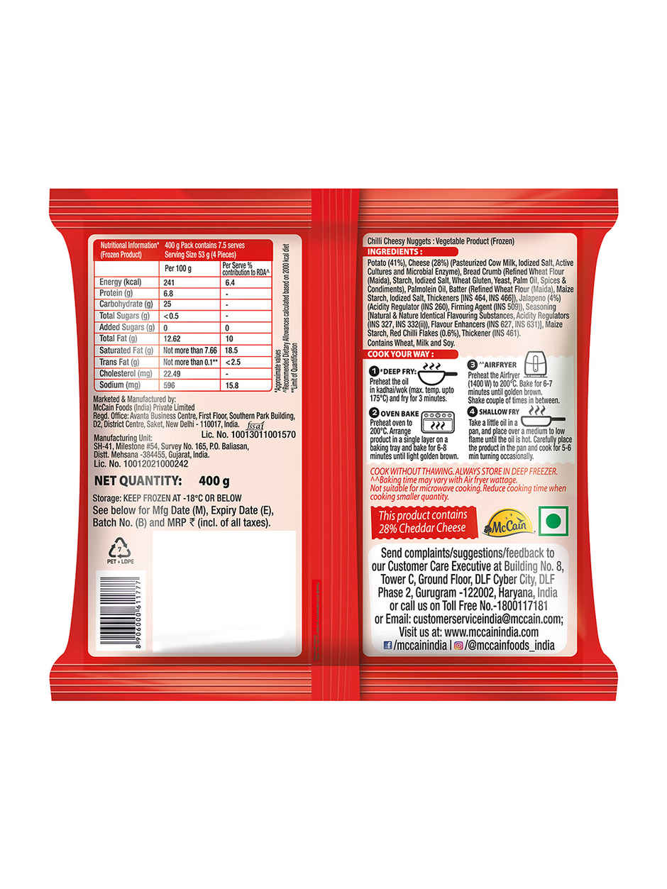 McCain Chilli Cheesy Nuggets | Frozen Ready To Cook