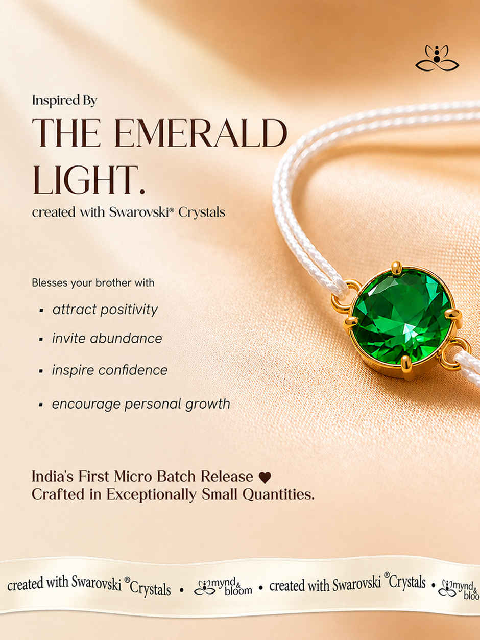 Swarovski - Emerald Eclat Rakhi Rakhi | Carat Gold Plating