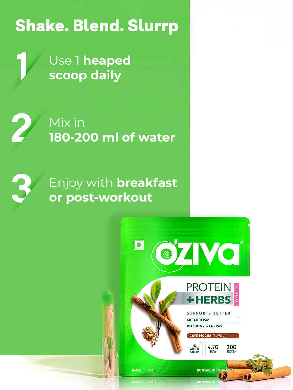Oziva Protein & Herbs For Women | Whey Protein For Energy, Metabolism Blend | Chocolate