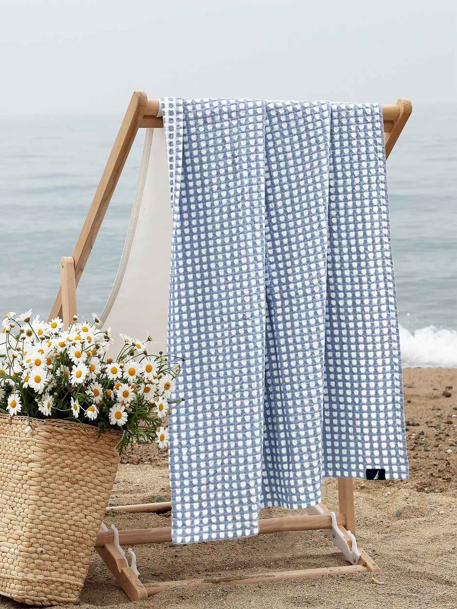 Nautica Designer Waffle Cotton Towels - Soft, Bath Towel Waffle-Baby Blue