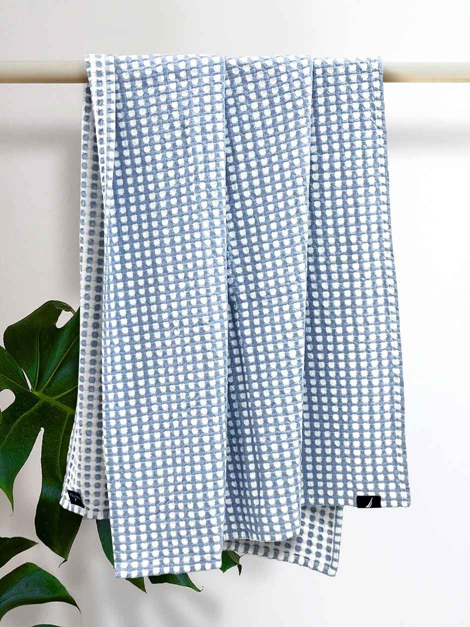 Nautica Designer Waffle Cotton Towels - Soft, Bath Towel Waffle-Baby Blue