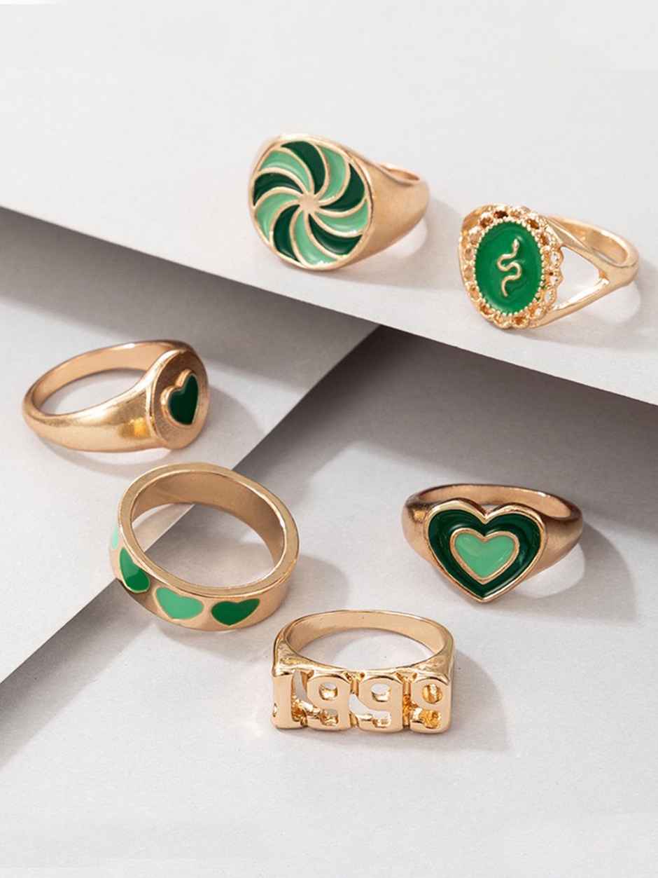 YouBella Jewellery Gold Plated Enamelled Combo of Rings for Girls and Women (YBRG - 20139)