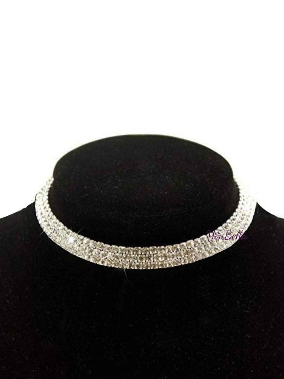 Youbella Traditional Jewellery Silver Plated Choker Necklace For Women (White)(Ybnk - 5501)