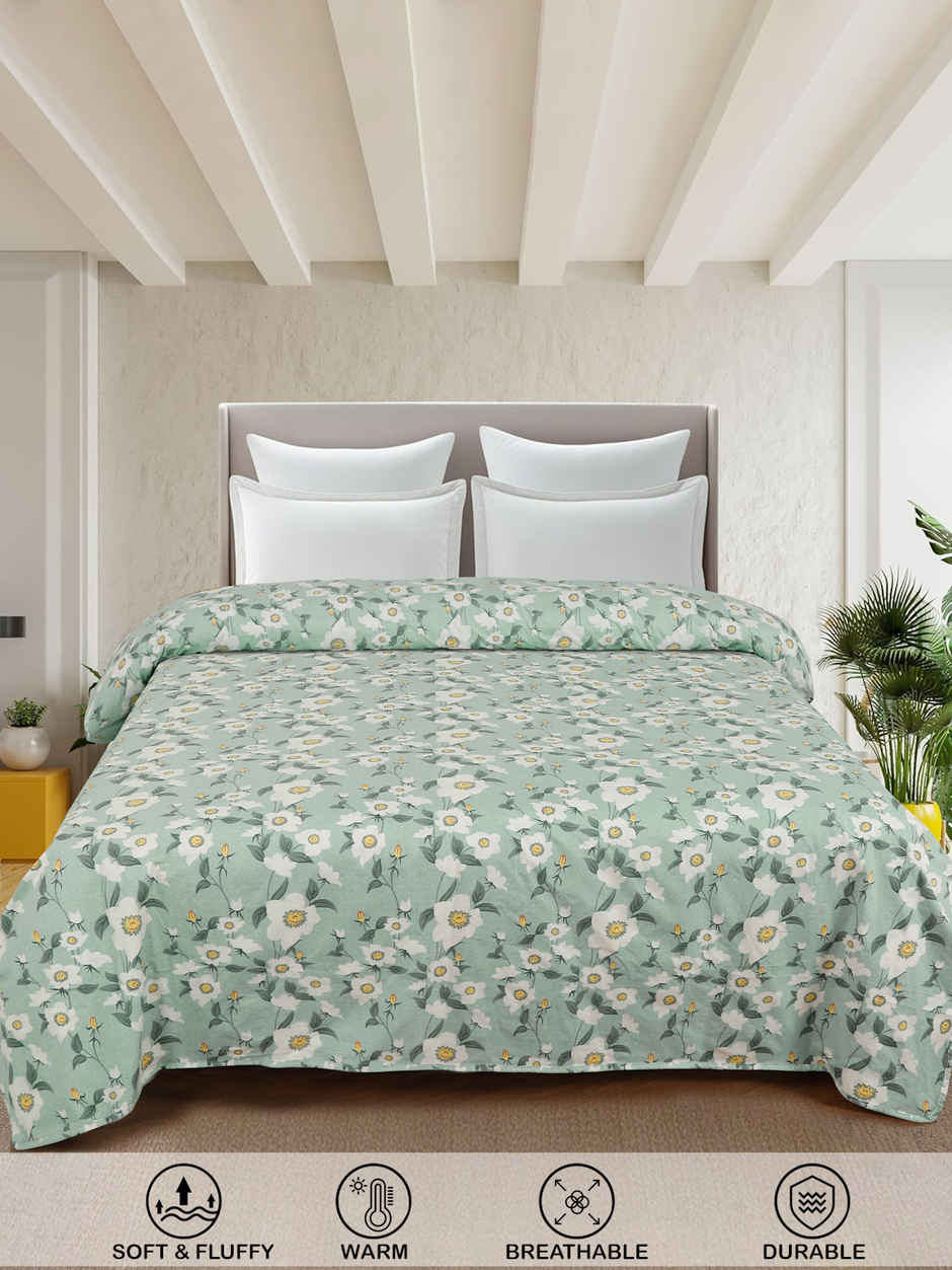 STATUS Micro Dohar Double Bed | Sky Blue Floral - 200 x 220 cm