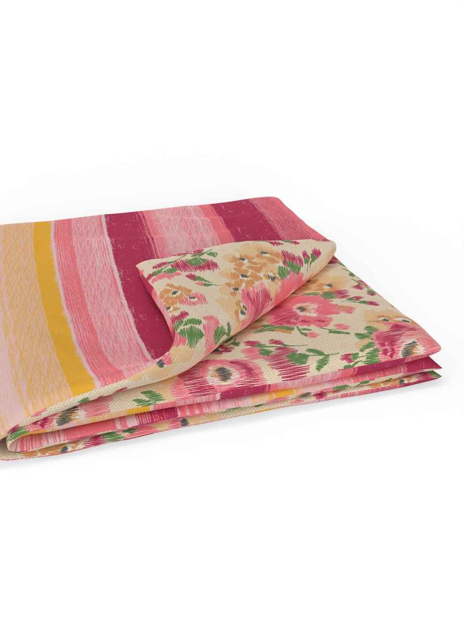 Kopa Extremely Soft Micro Double Dohar -1pc Double size (bio-soft cotton feel) floral-pink/yellow