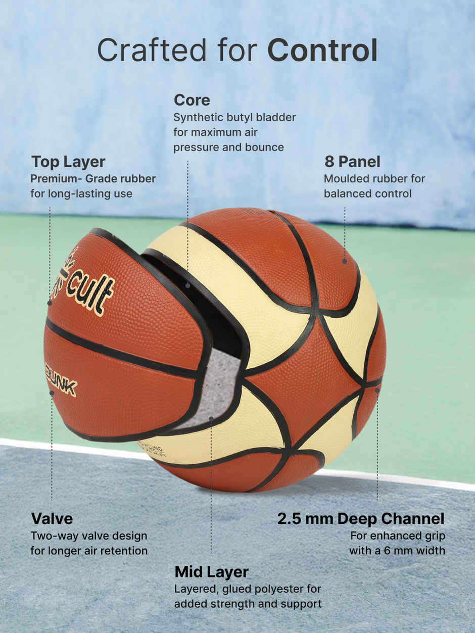 Cultfit Basketball Premium Dunk Size 7 | Brown & Cream