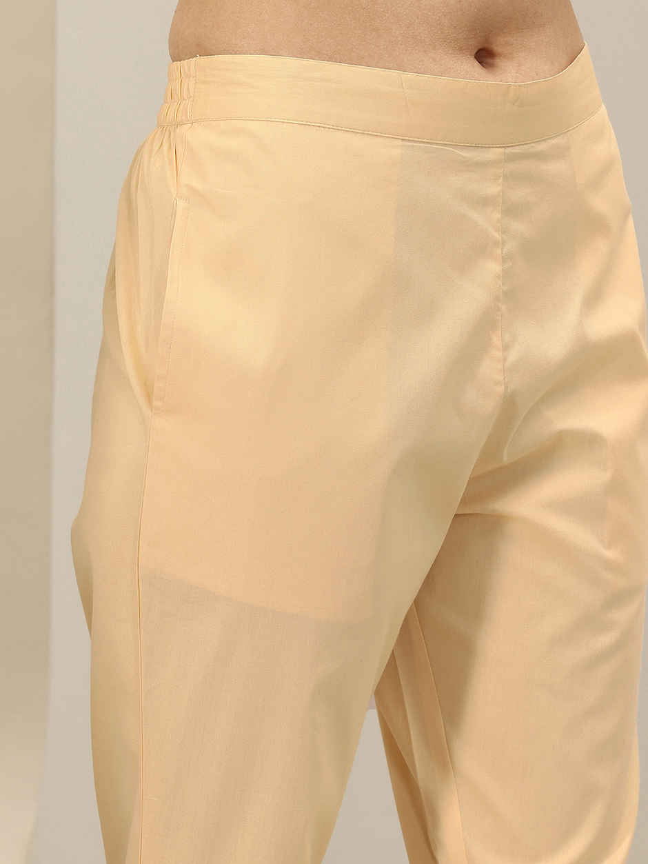 Libas Women's Solid Cotton Trousers | PL1668 | Beige - XL